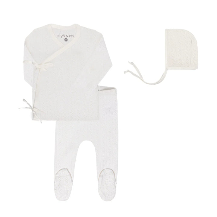 EMBROIDERED SQUIGGLE POINTELLE-BOYS CREAM-4 PC BRIS SET