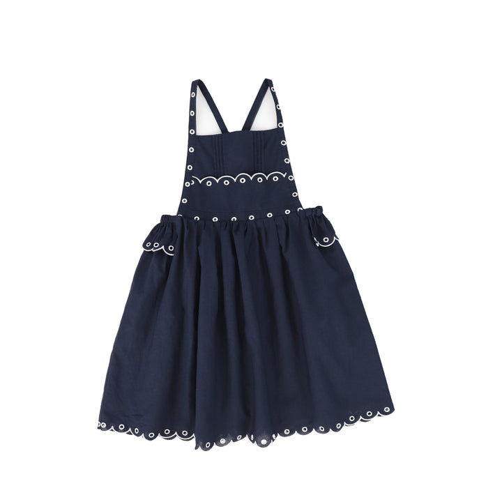 C-17437-Scallop Eyelet Dress -Navy