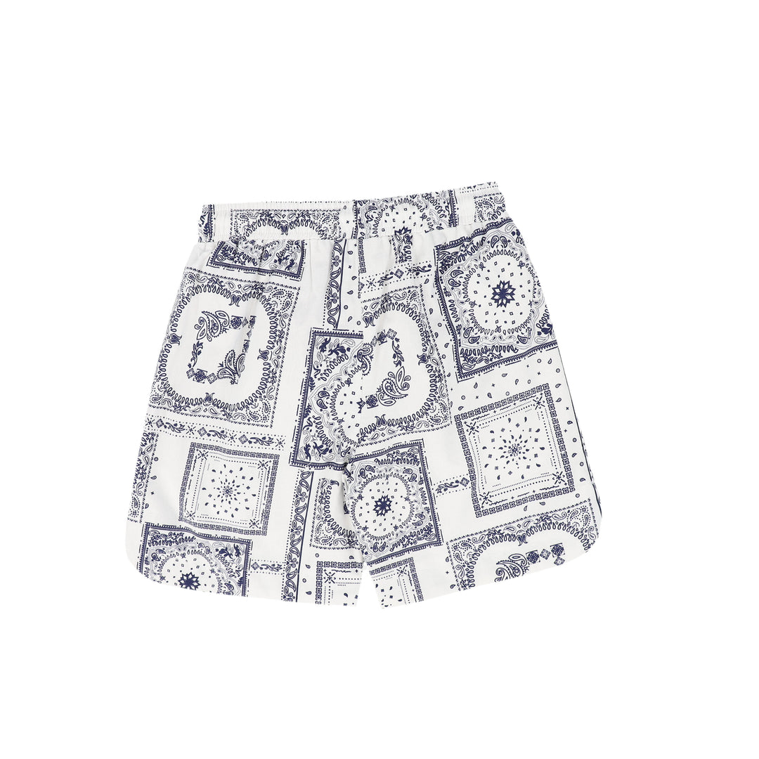 C-19211-Paisely Handkerchief Print Shorts -Navy