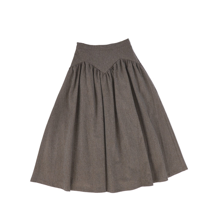 C14096-WOOL V DETAIL MIDI SKIRT-Taupe