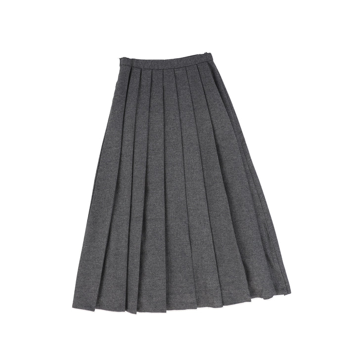 C14101-WOOL PLEATED MAXI SKIRT-Grey