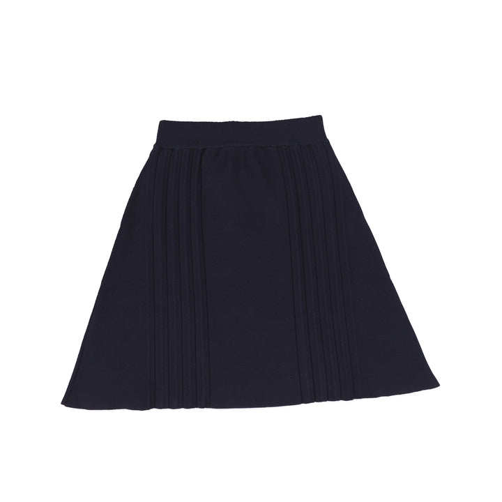 C14650-KNIT PLEATED DETAIL SKIRT-Navy