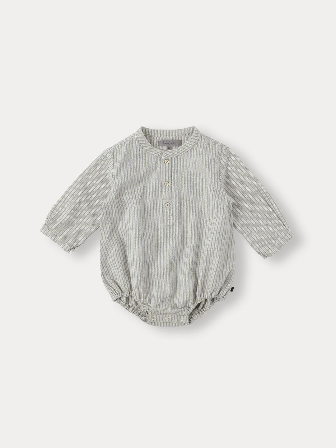 BABY)Roy Stripe Shirt Romper-grayish blue