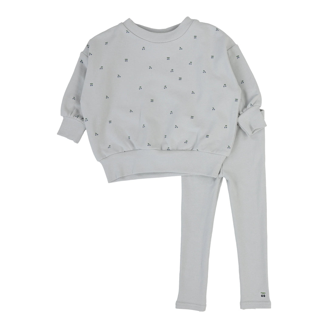 Cherry Print Set-Pale Blue