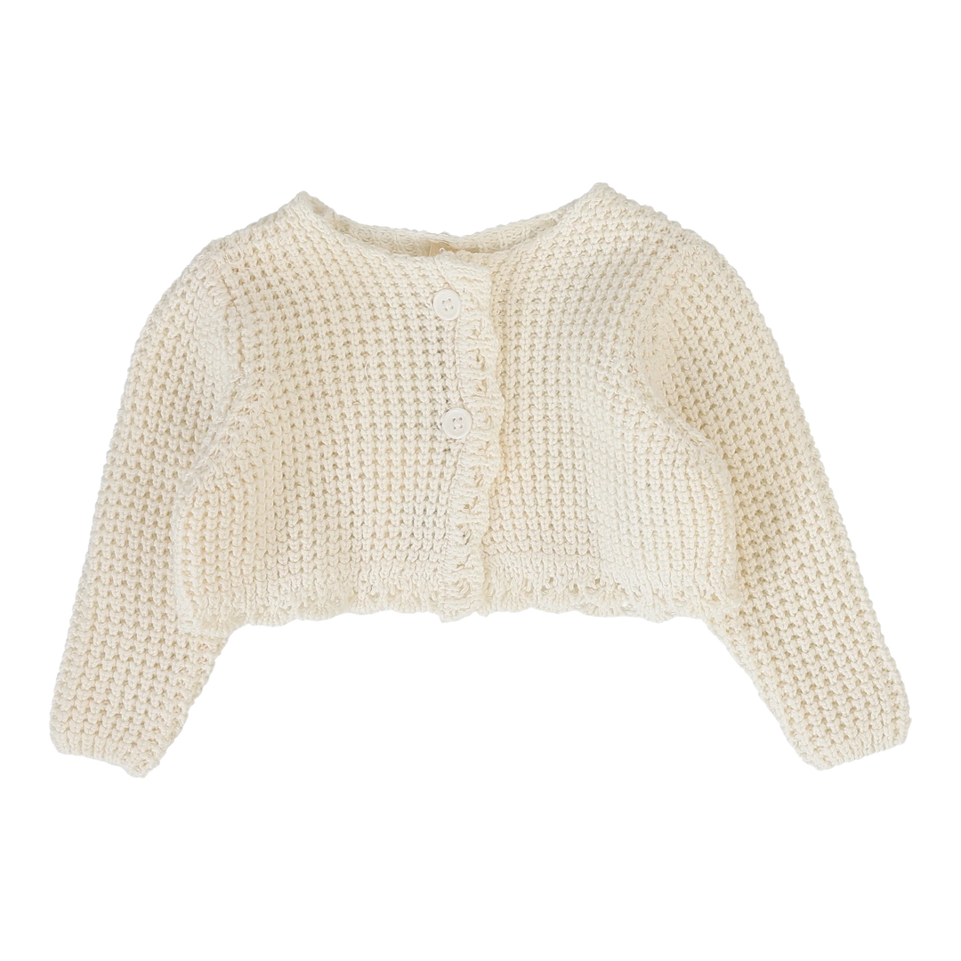Chunky Knit Shrug-Classic-Cream Scallop