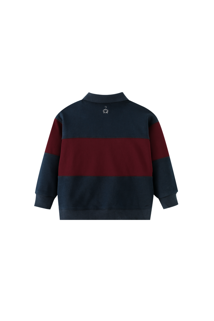 BOLD STRIPED POLO-BURGUNDY STRIPED