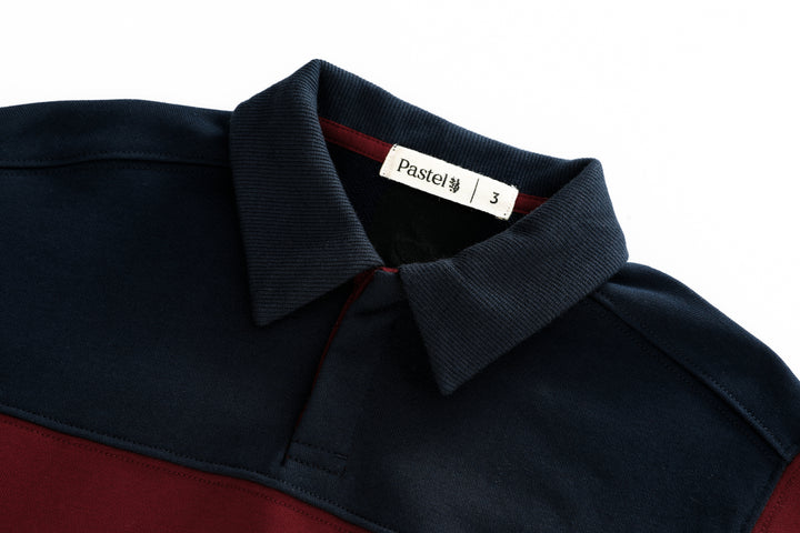 BOLD STRIPED POLO-BURGUNDY STRIPED