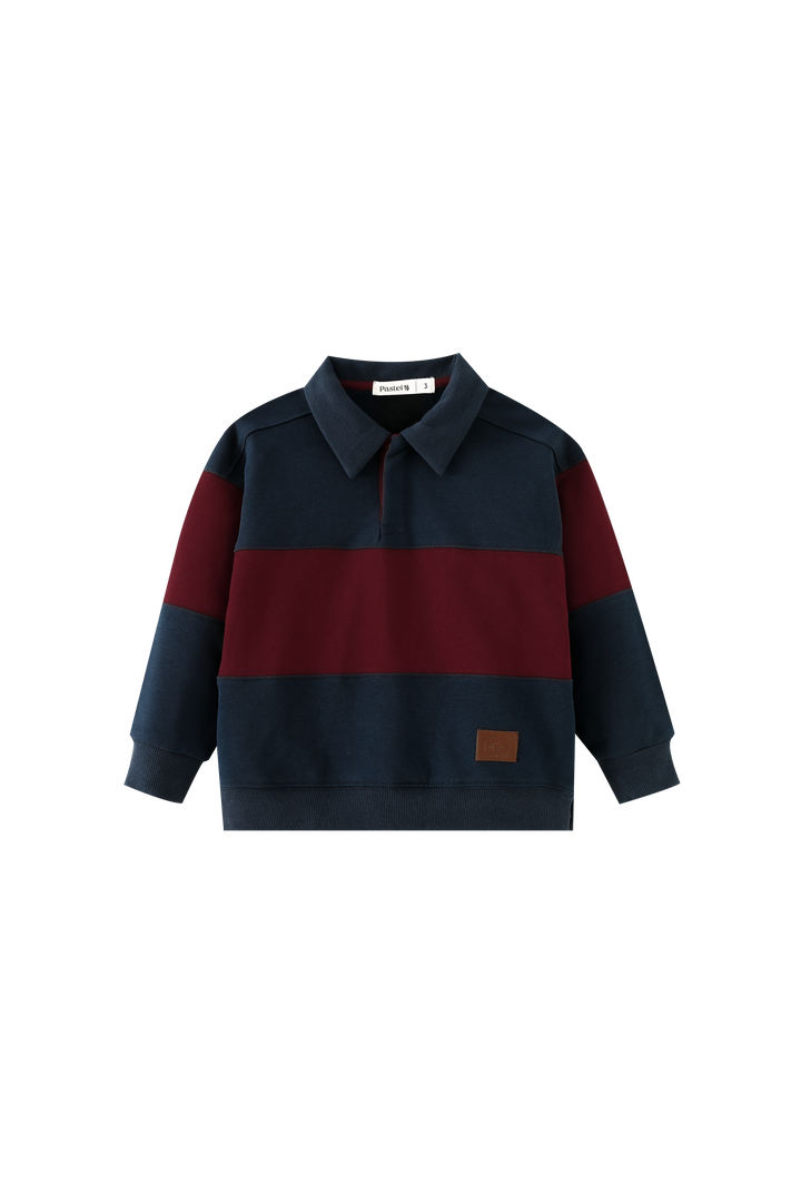 BOLD STRIPED POLO-BURGUNDY STRIPED