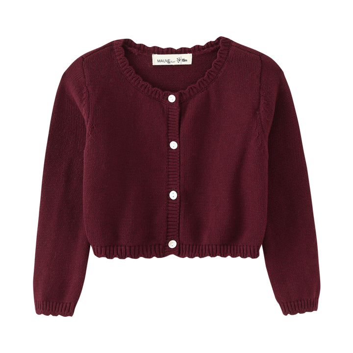 BUTTON FRONT CARDIGAN-BURGUNDY