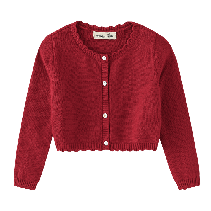 BUTTON FRONT CARDIGAN-RED