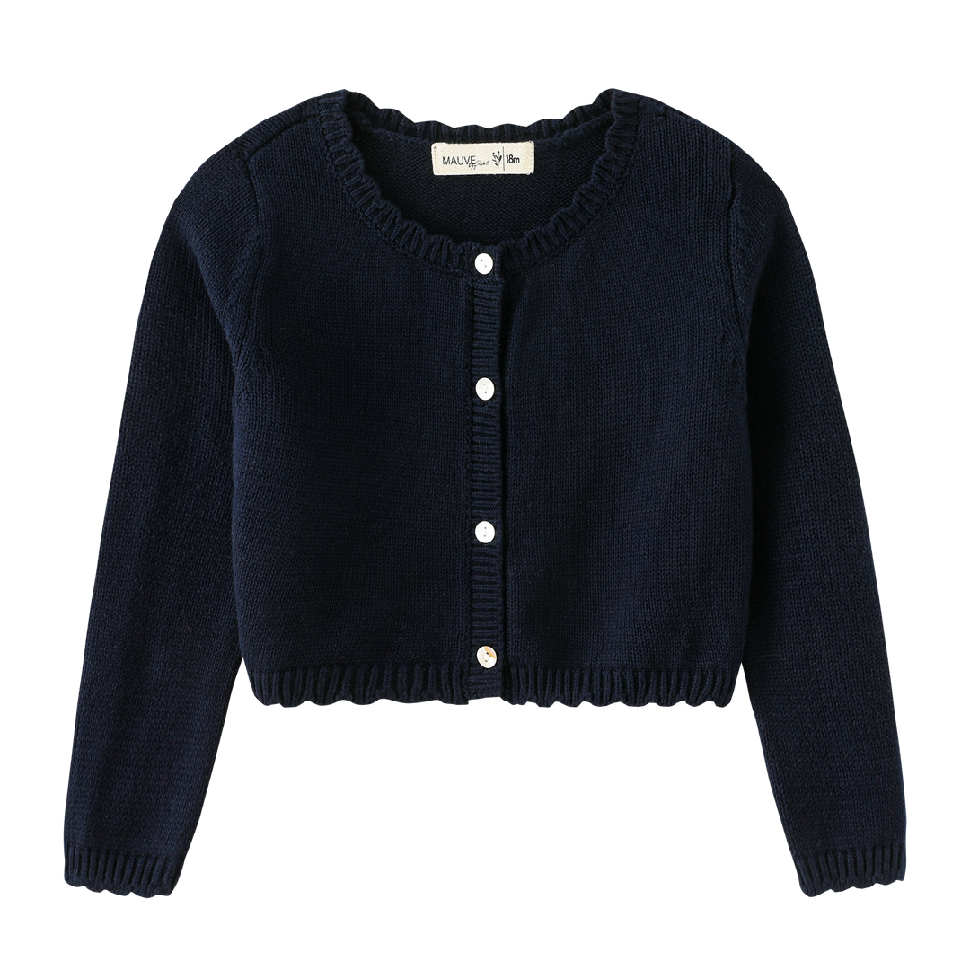 BUTTON FRONT CARDIGAN-NAVY