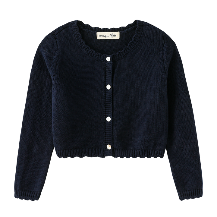 BUTTON FRONT CARDIGAN-NAVY
