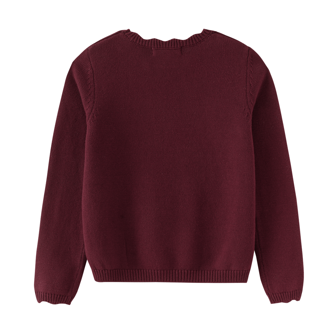 SCALLOPED SHABBOS SWEATER-BURGUNDY