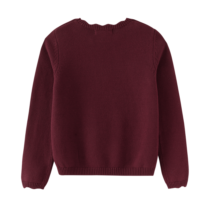 SCALLOPED SHABBOS SWEATER-BURGUNDY