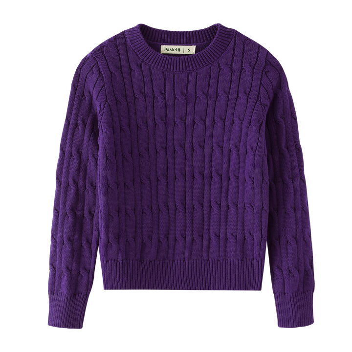 CABLE SWEATER-PURPLE
