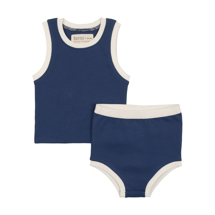 F287-TENNIS TANK SET-Navy/Ecru