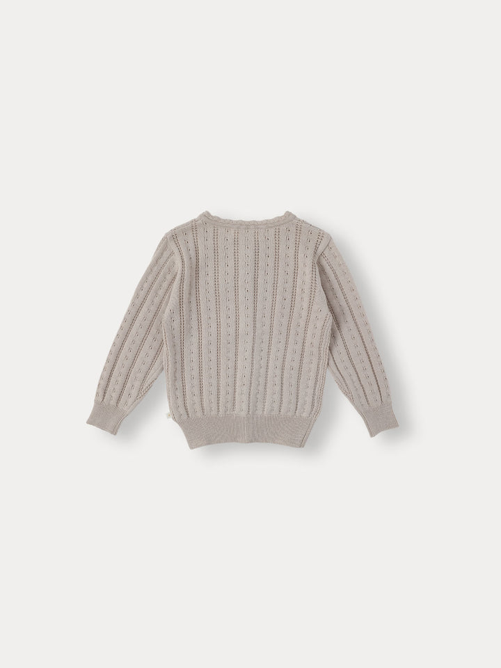 BNC26SCR09 FLUTTER EYELET KNIT CARDIGAN - INDI PINK