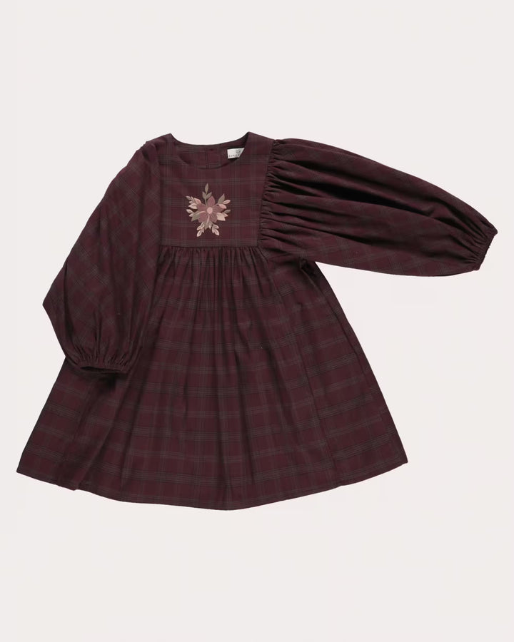 FB-FW26-00009 BELLE DRESS SHORT - YARN-DYED CHECKS PLUM