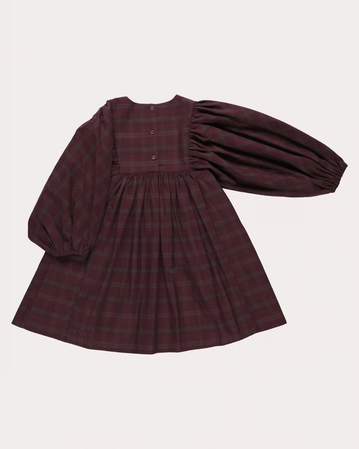 FB-FW26-00009 BELLE DRESS SHORT - YARN-DYED CHECKS PLUM