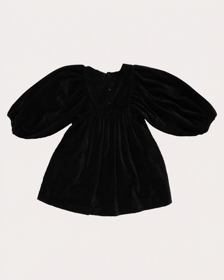 FB-FW26-00007 BELLE DRESS LONG - VELVET VELOURS BLACK