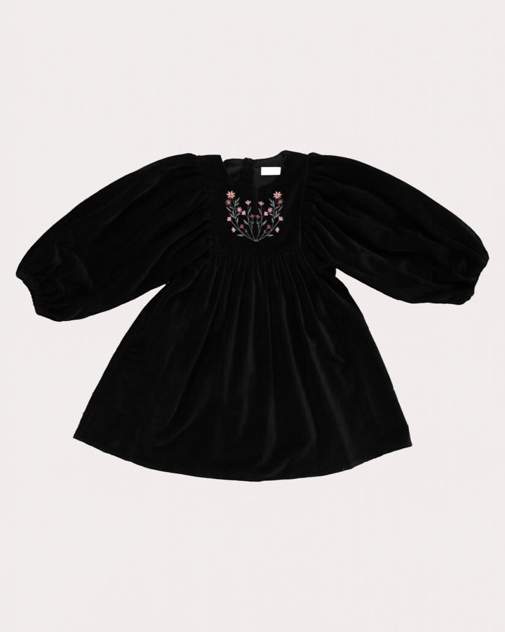 FB-FW26-00007 BELLE DRESS SHORT - VELVET VELOURS BLACK