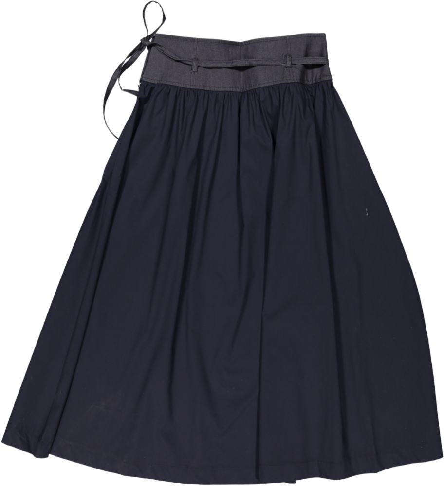 HSK791 YOKE SKIRT DENIM TO FABRIC-NAVY