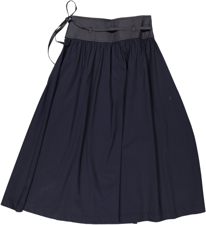 HSK791 YOKE SKIRT DENIM TO FABRIC-NAVY