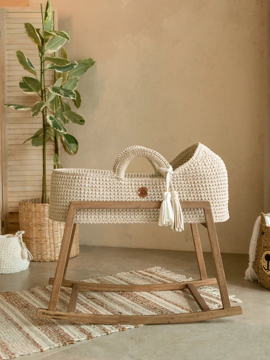 Baby Moses Basket Standart with Round Hood / With Mattress / Color Ecru