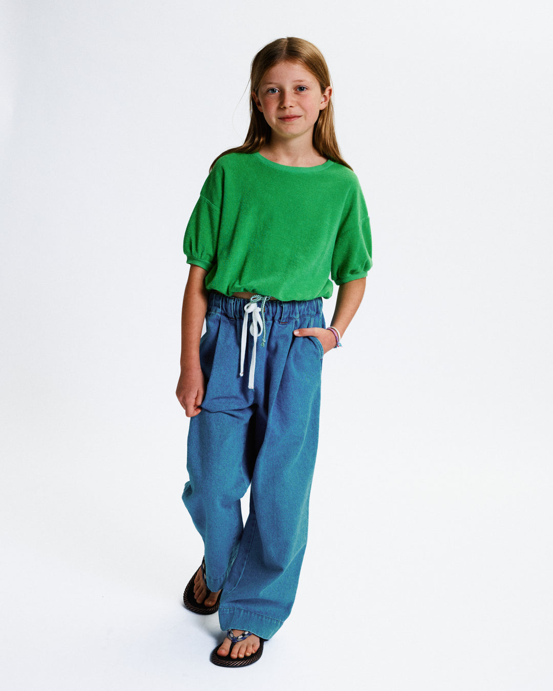 SICILY W JERSEY EPONGE KNITTED T-SHIRT GIRLS - 179 GREEN
