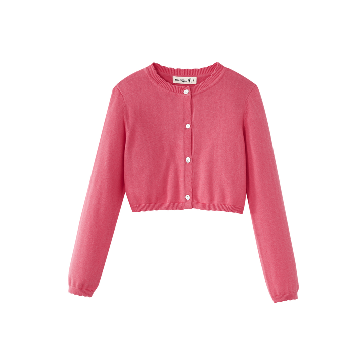 SCALLOPED EDGE CARDIGAN-HOT PINK