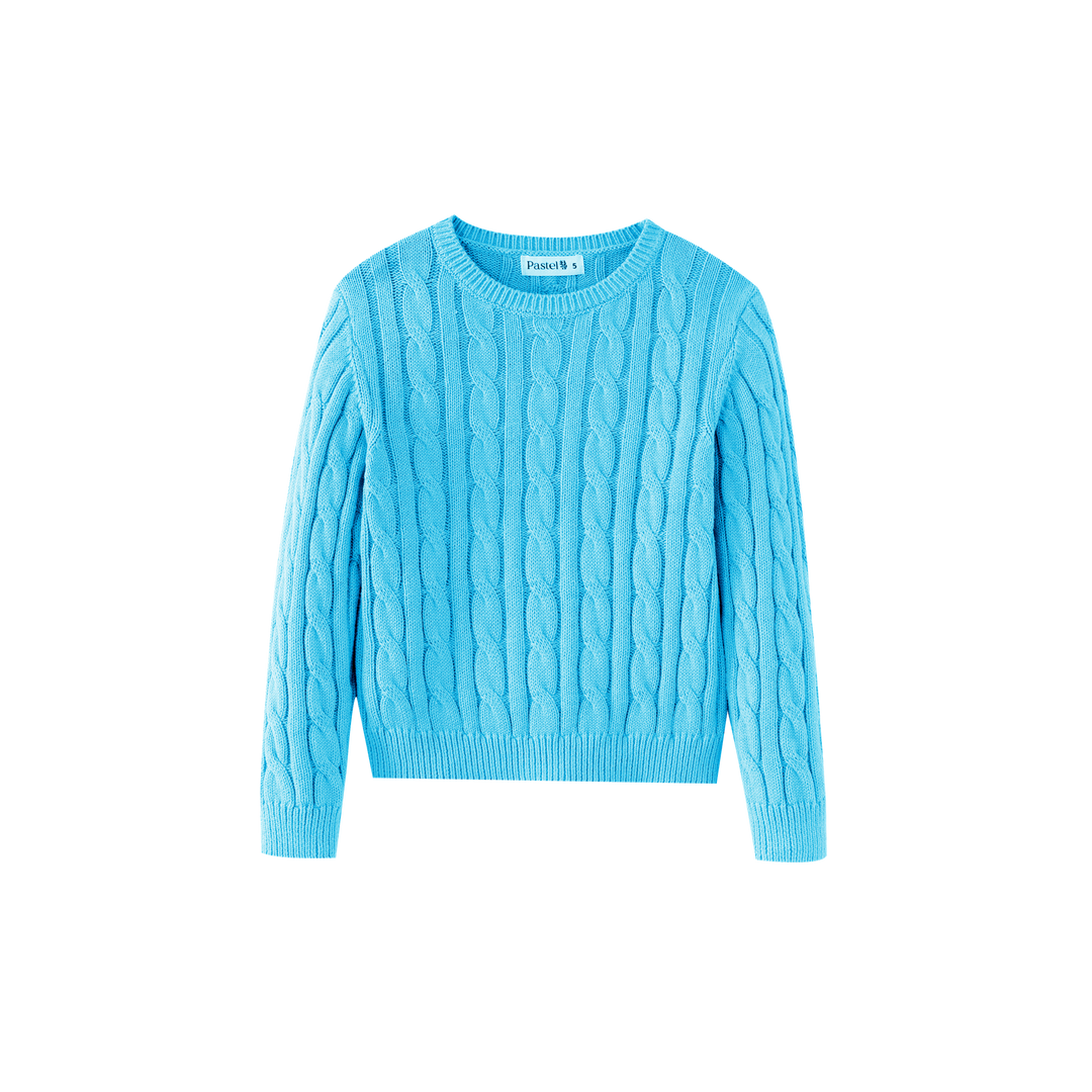 CABLE SWEATER-BLUE
