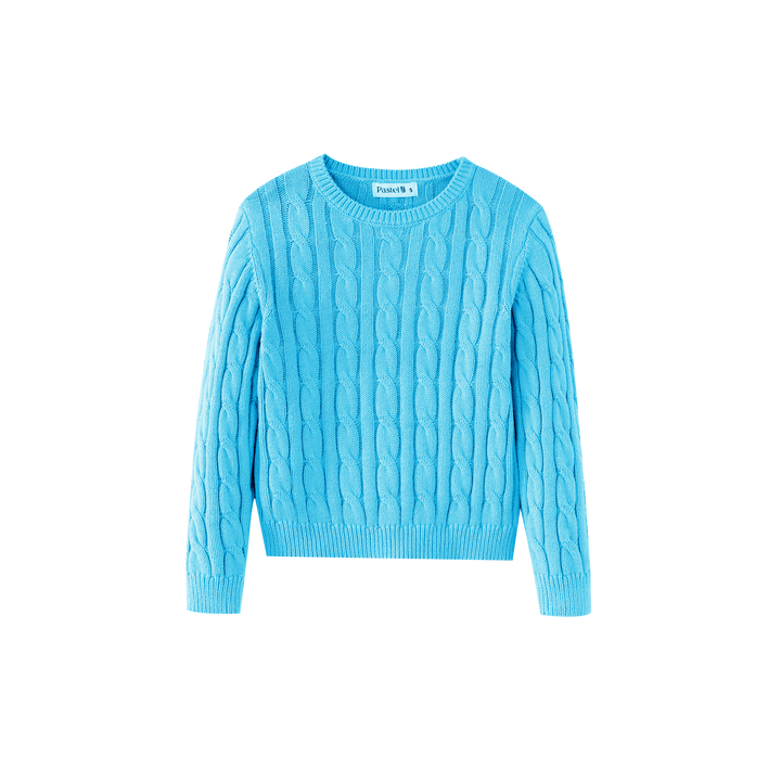 CABLE SWEATER-BLUE