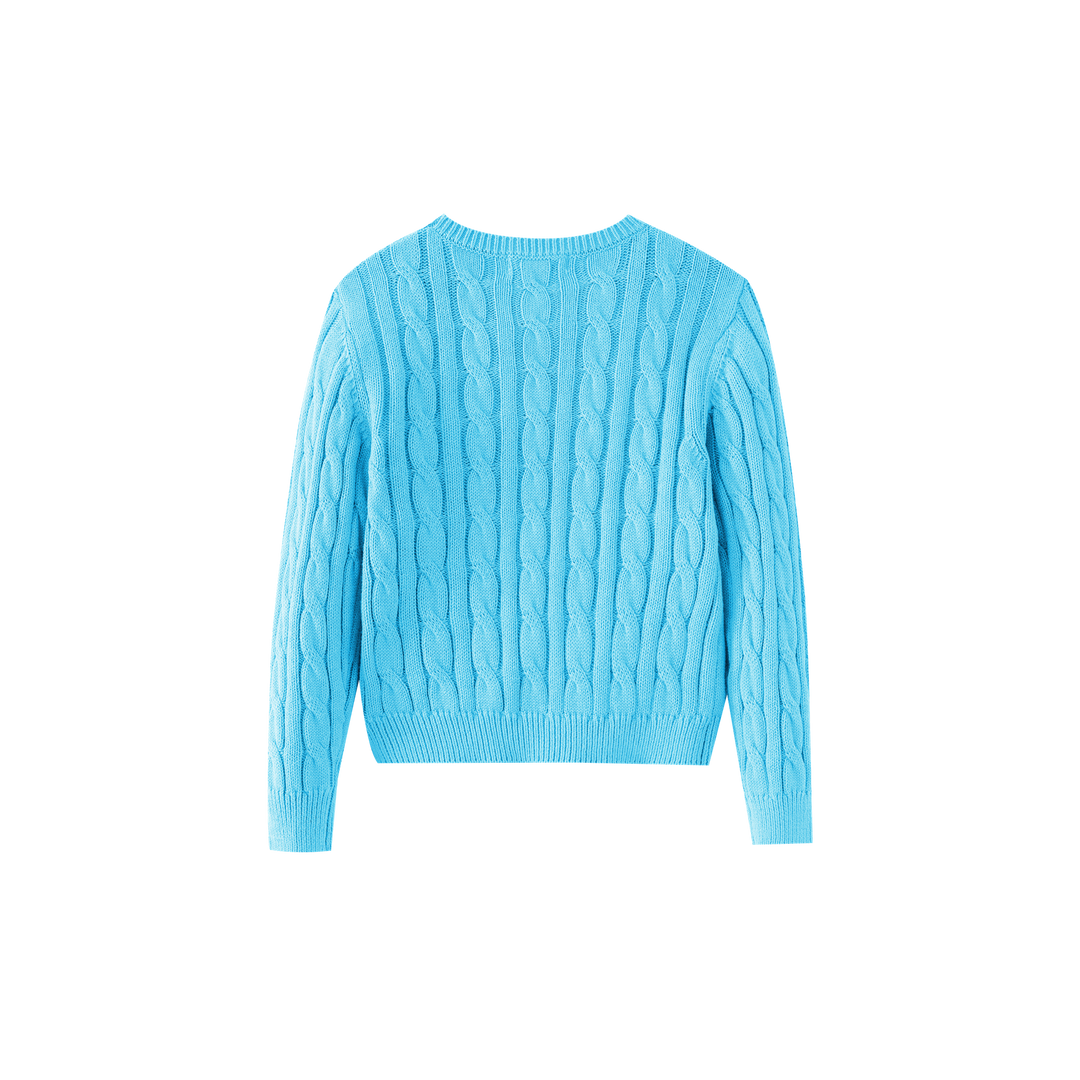 CABLE SWEATER-BLUE