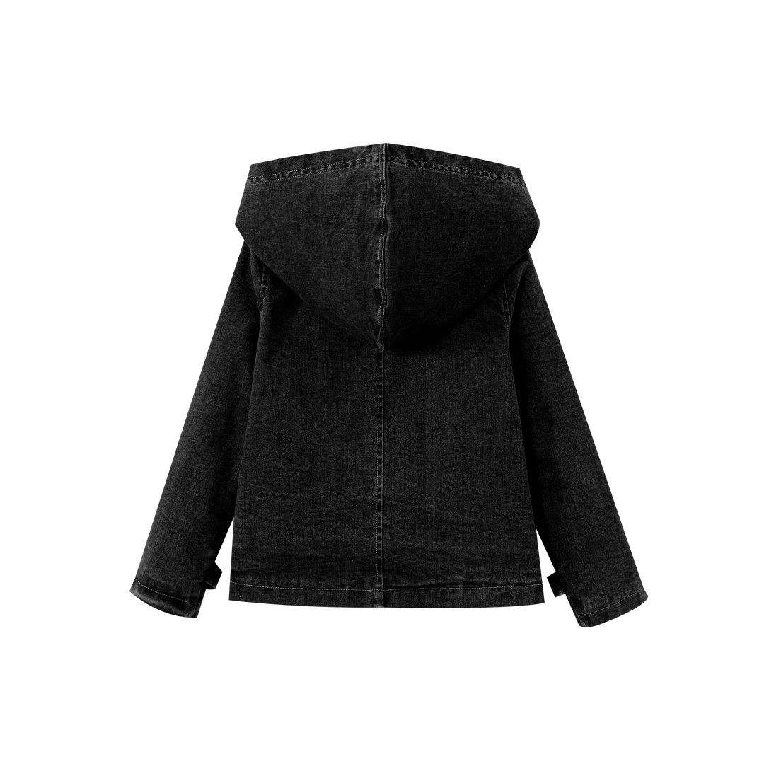 DENIM HOODED JACKET-BLACK DENIM
