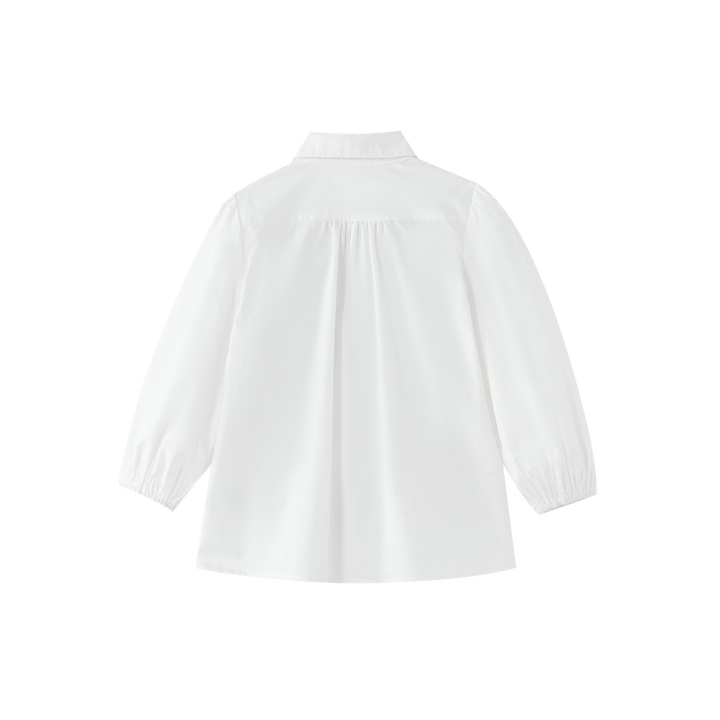PETER PAN COLLARED BLOUSE WITH TUCKS-WHITE