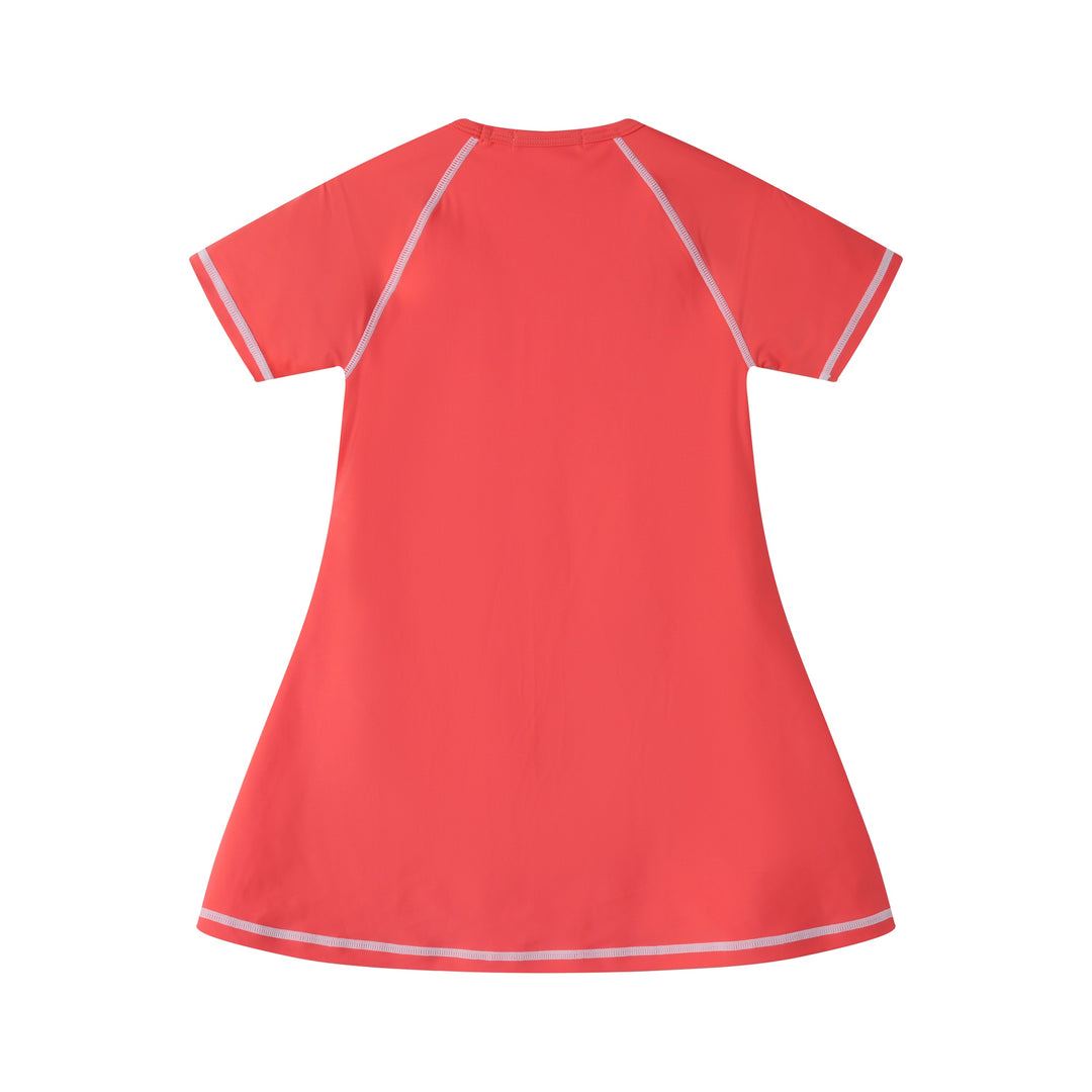 CENTER HEART SWIM DRESS-CORAL