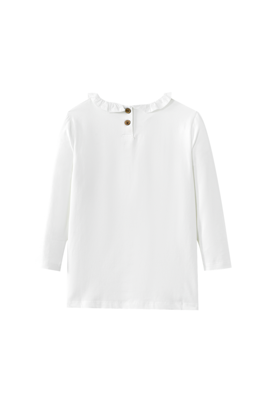 RUFFLE NECK T-SHIRT-WHITE