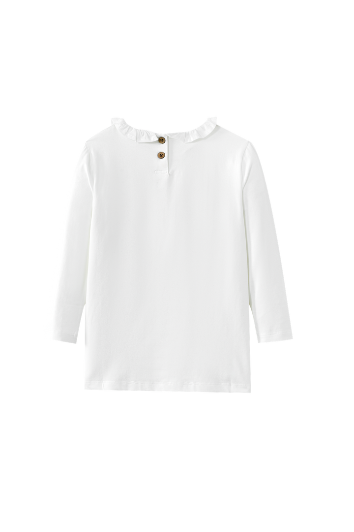 RUFFLE NECK T-SHIRT-WHITE