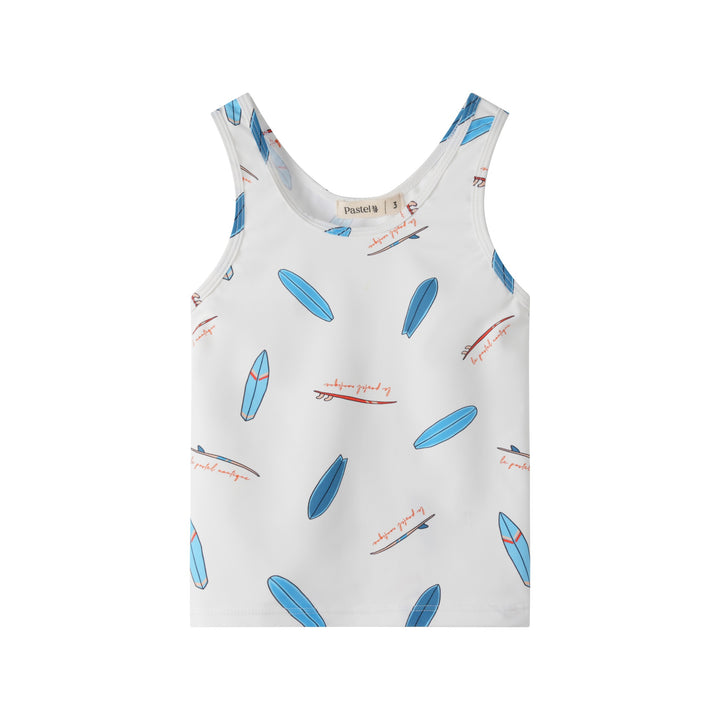 SURFBOARD PRINT SWIM TANK-AQUA MULTI