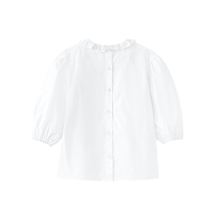 RUFFLE COLLAR BLOUSE-WHITE
