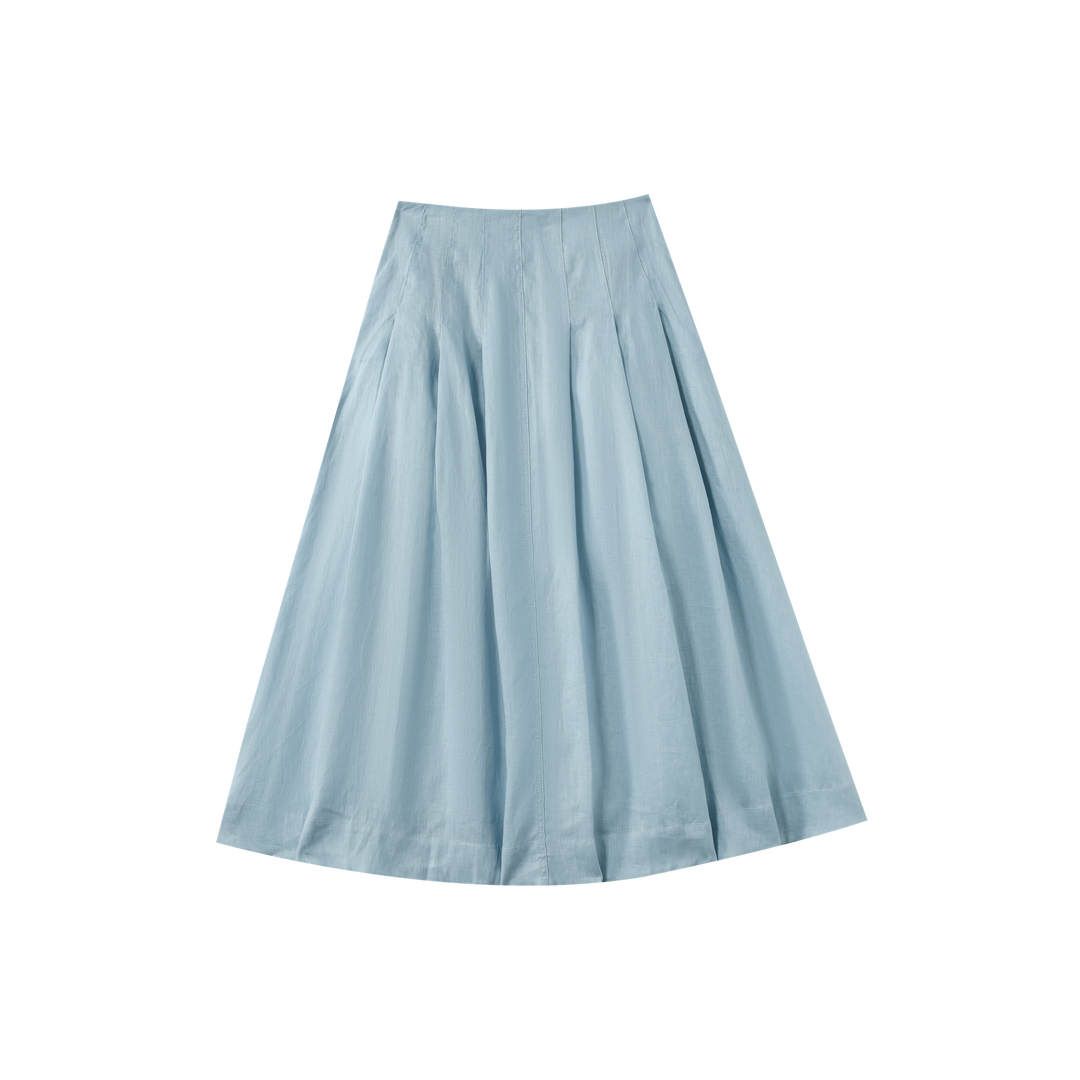 MIDI POCKET SKIRT-BLUE