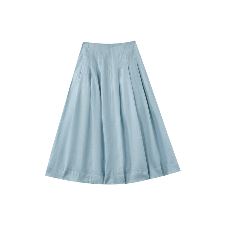 MIDI POCKET SKIRT-BLUE