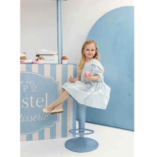 TIERED PUFF SLEEVE DRESS-BLUE