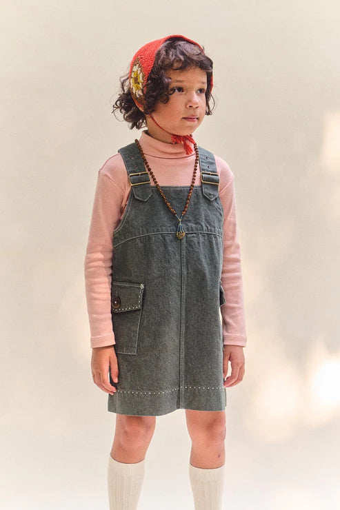 BUCKLE JUMPER DRESS-SAGE DENIM