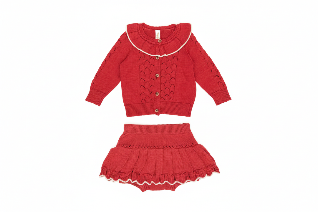 Knitted Cardigan and Skirt Set
