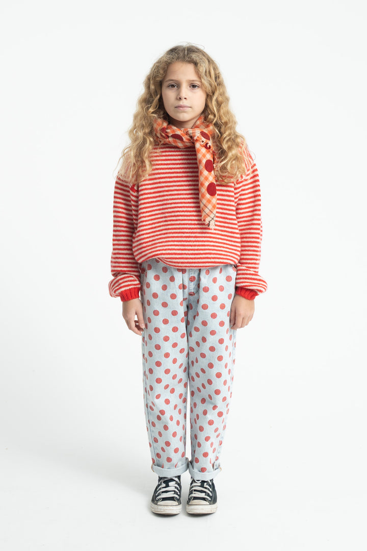 TRC2604A KNITTED SWEATER - ECRU & RED STRIPES