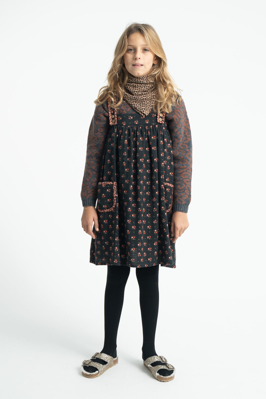 TRC2607.K KNITTED SWEATER - DARK GREY W/ ANIMAL PRINT