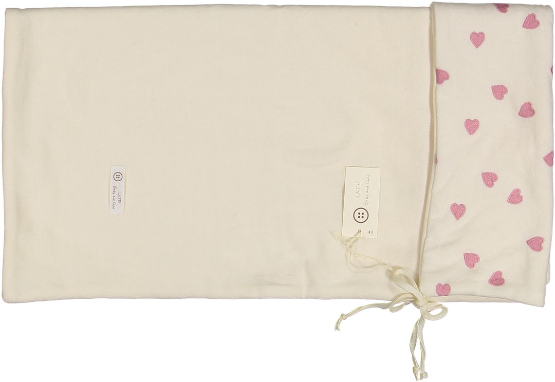 COPERTA LACCI-White/Pink Hearts