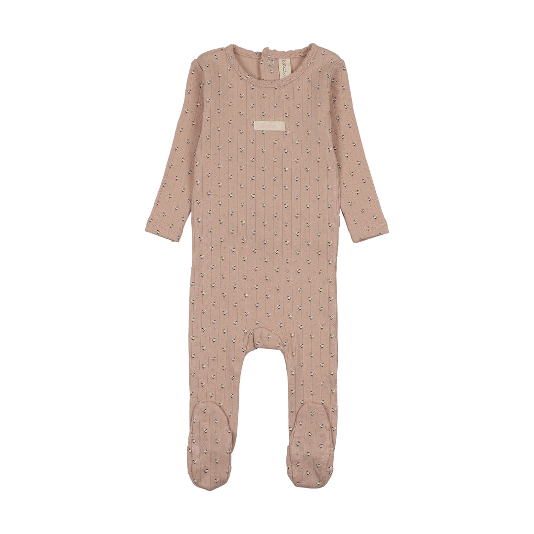 Floret Print Footie-Dusty Pink