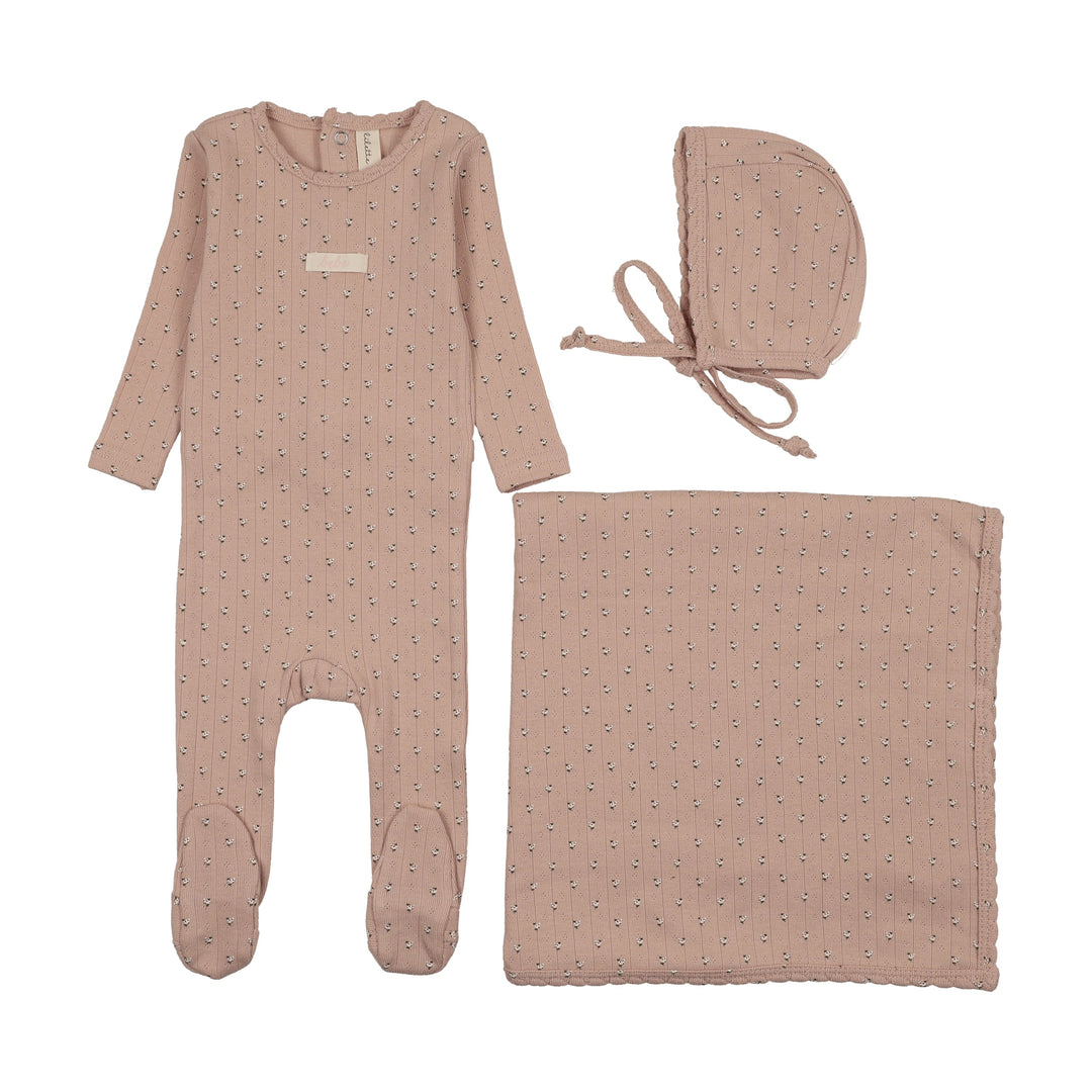 Floret Print Layette Set-Dusty Pink